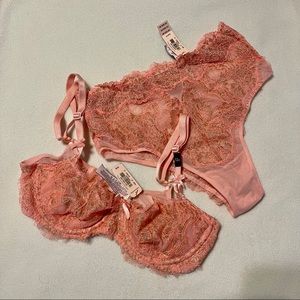 NWT pink and gold bra and panty set